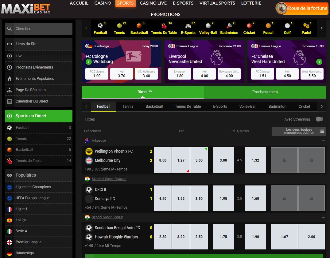 Maxibet Casino page d'accueil'